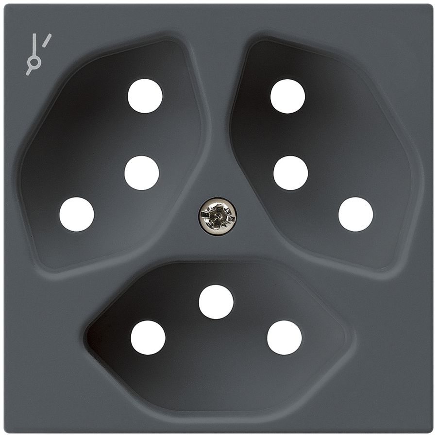 Frontplatte kallysto 3×T13/1 60×60 anthrazit für Steckdose 3×T13/1