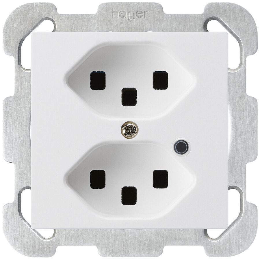 UP-Steckdose Hager kallysto 2×T23 beleuchtet B ultraweiss