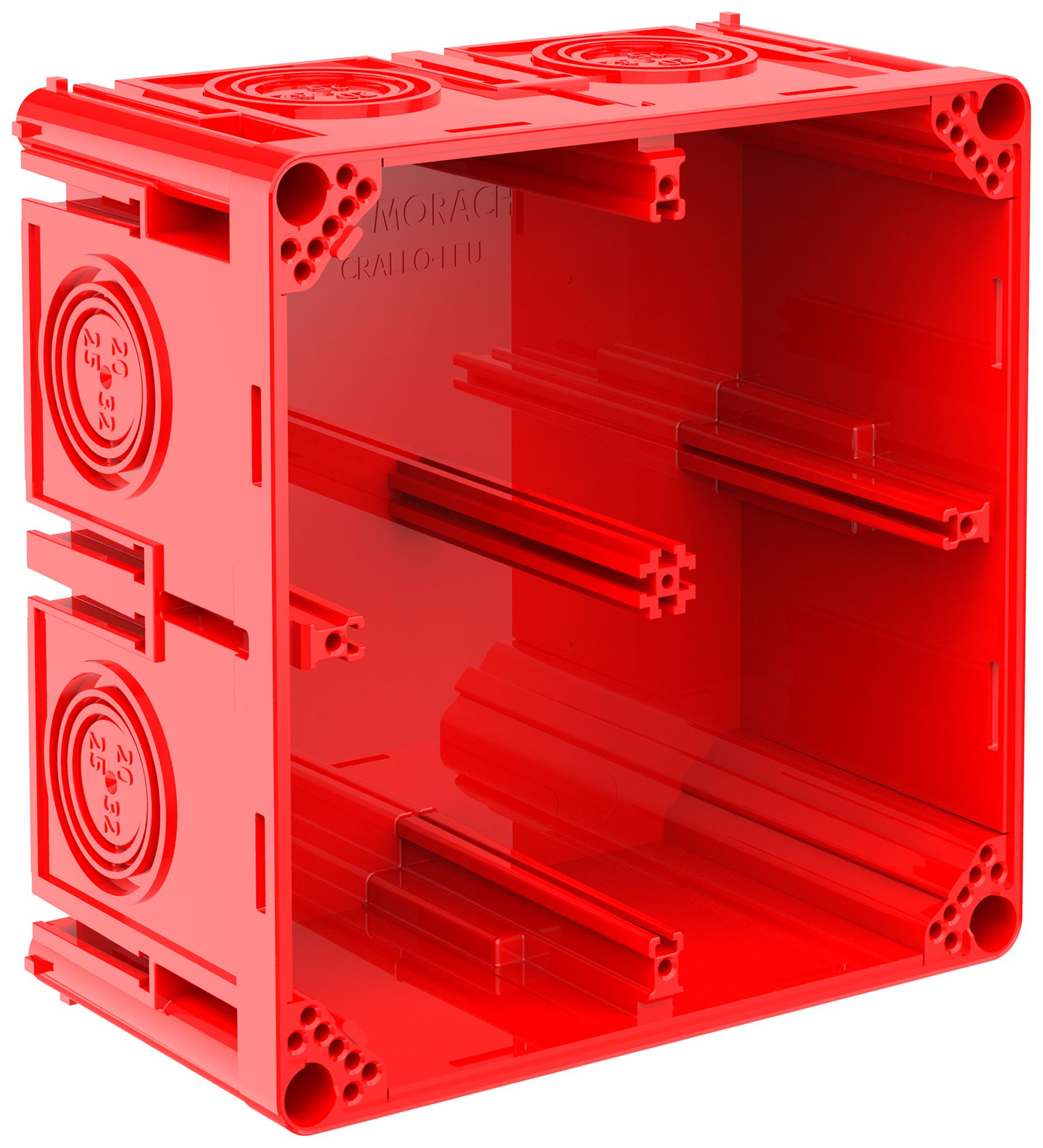 Einlasskasten CRALLO-LEU 138×138×73mm 2×2 Halogenfrei rot