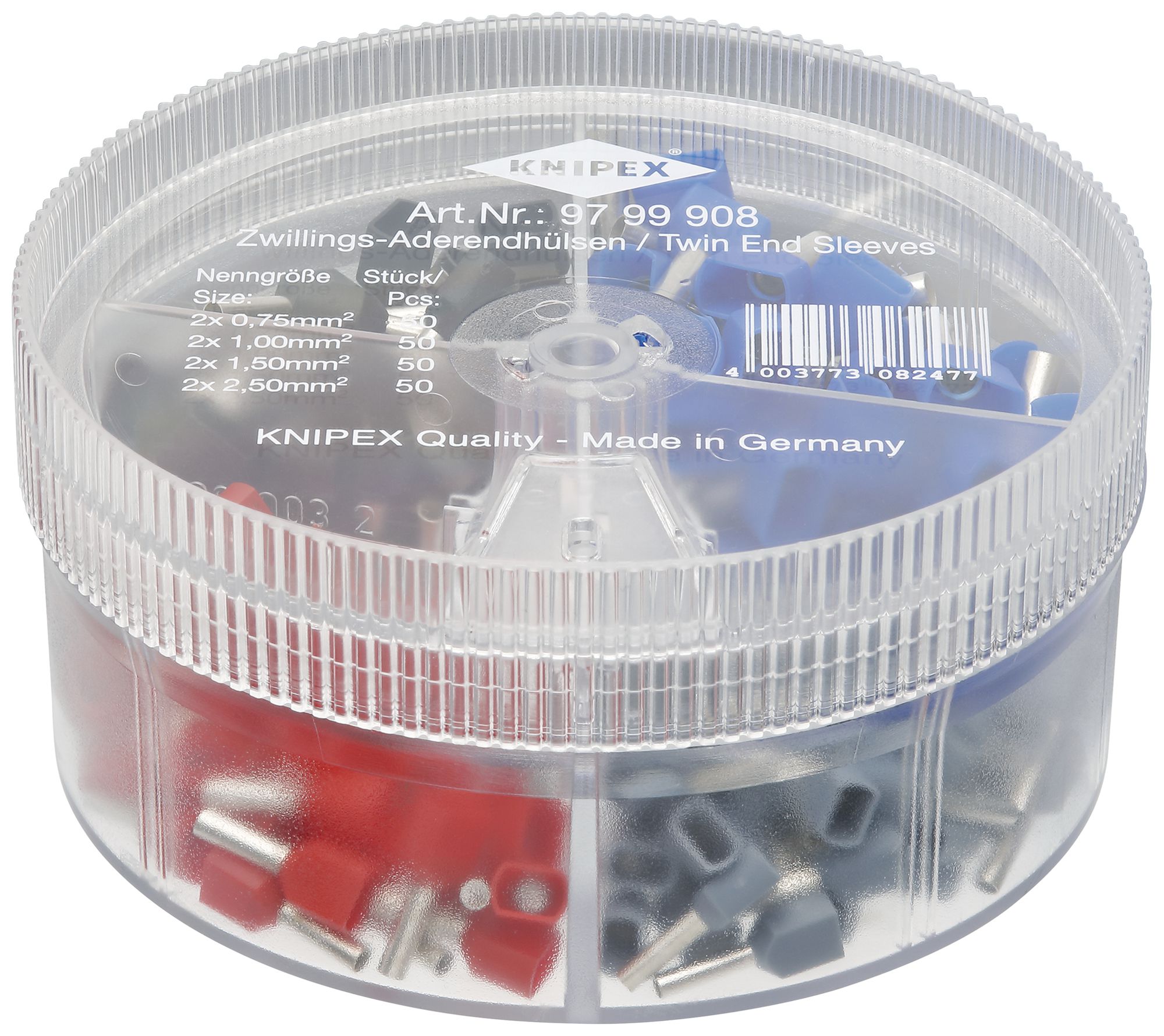 Aderendhülsen-Sortiment KNIPEX mit 200×isolierten Twin-Aderendhülsen