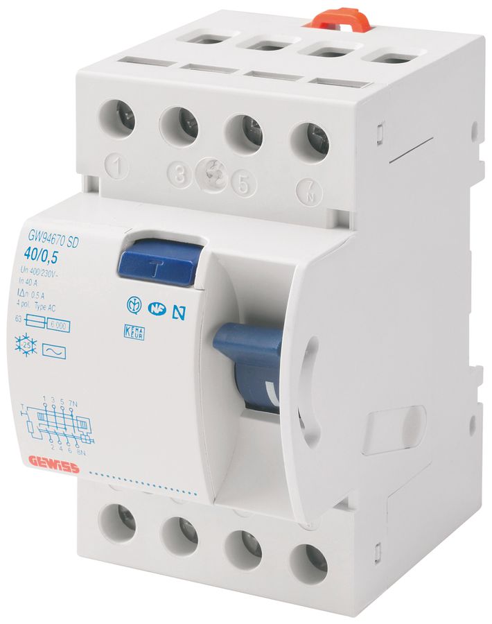 Interruttore differenziale Gewiss 90 RCD 4P 400V 40A 0.3A A 3UM
