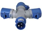 Deviatore incrociato MH 1×spina CEE 16A 3×presa CEE 16A blu 230V IP44