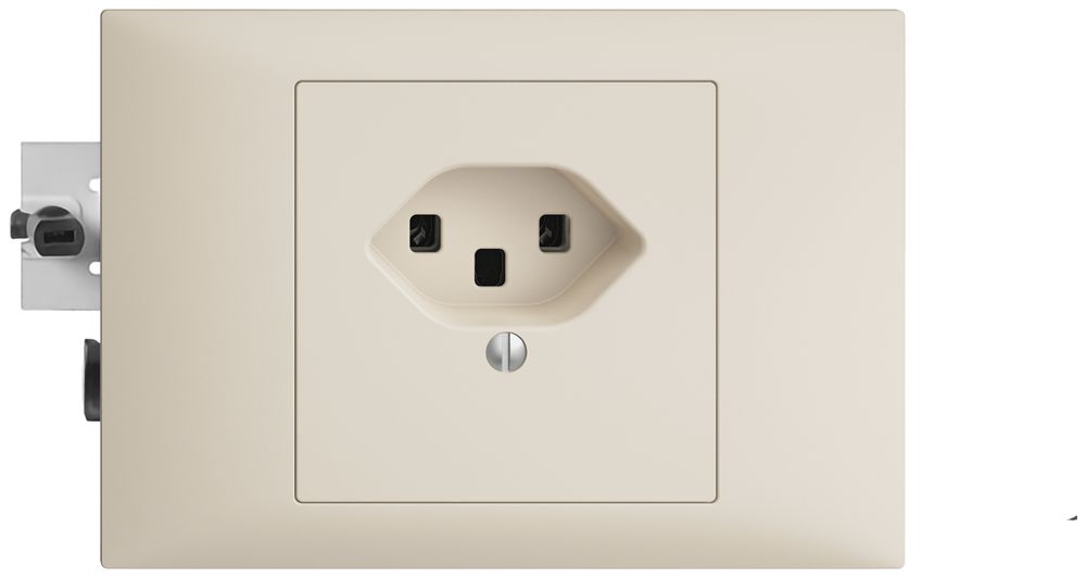 EB-Steckdose EDIZIOdue T23 16A crema, 53mm, Schraubklemmen