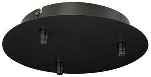 Deckenrosette SLV 3 Ausgänge, Ø220×54mm mit Zugentlastung schwarz