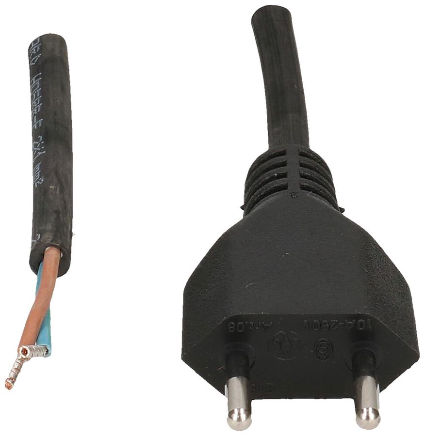 Anschlusskabel MAX HAURI Gummi 10A 230V 2×1mm² Typ 11/Aderendhülse 5m schwarz