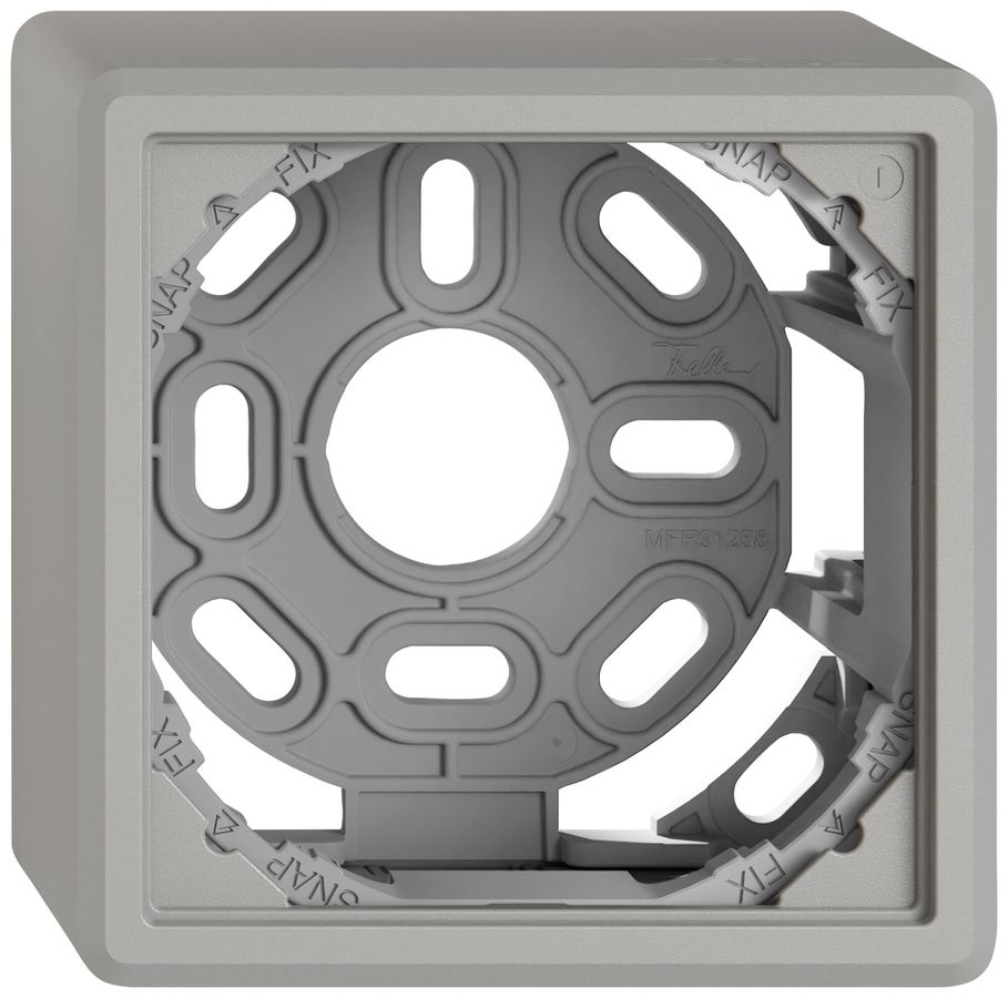 AP-Kappe EDIZIO.liv SNAPFIX® mit Befestigungsbügel für 1 Apparat hellgrau