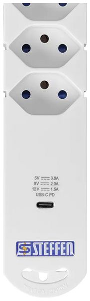 Presa multipla A. Steffen VARIABL 10A 6×T13 + 1×USB-C PD con interruttore bi