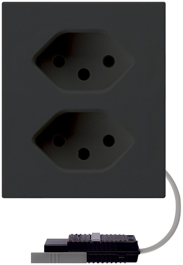 FLF-Steckdose Hager 2×Typ 13 mit Rundkabel-Dose L2 D schwarz