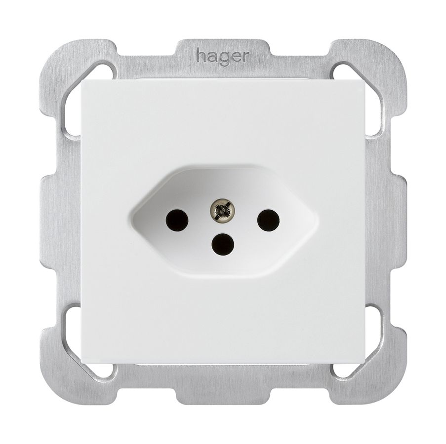 Prise ENC kallysto T13 blanc avec sécurité enfants avec plaque de fixation