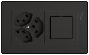 UP-Kombination EDIZIO.liv SNAPFIX® 1×2 96×156mm 3×T13+Schema 3/1L schwarz