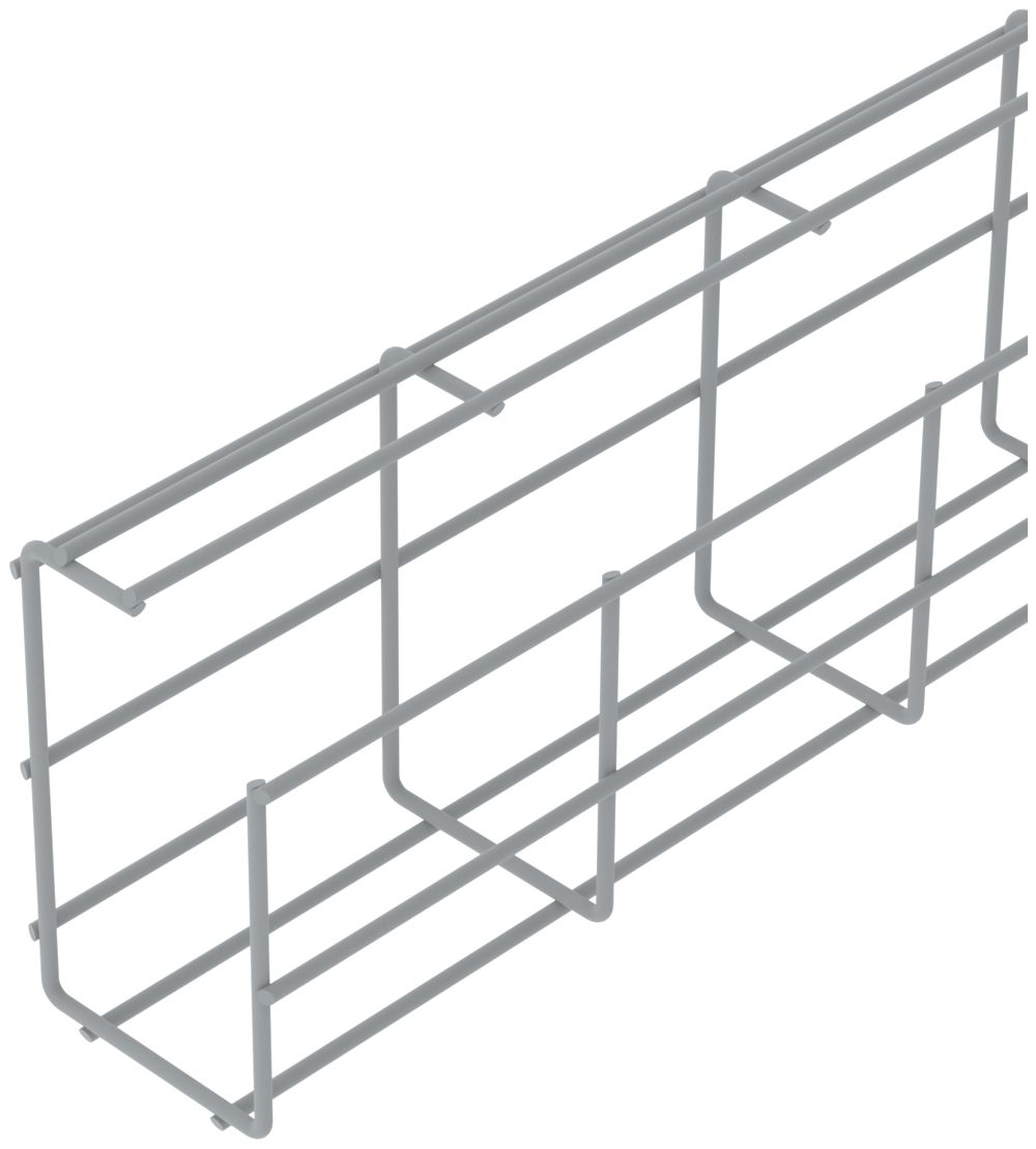 Gitterrinne Bettermann G-GR 125×75×3000mm, St, NG-10, halogenfrei, lichtgrau