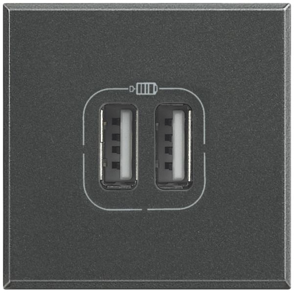 EB-USB-Ladesteckdose Axolute 2 Module, 2-fach, 5V, 2400mA, anthrazit