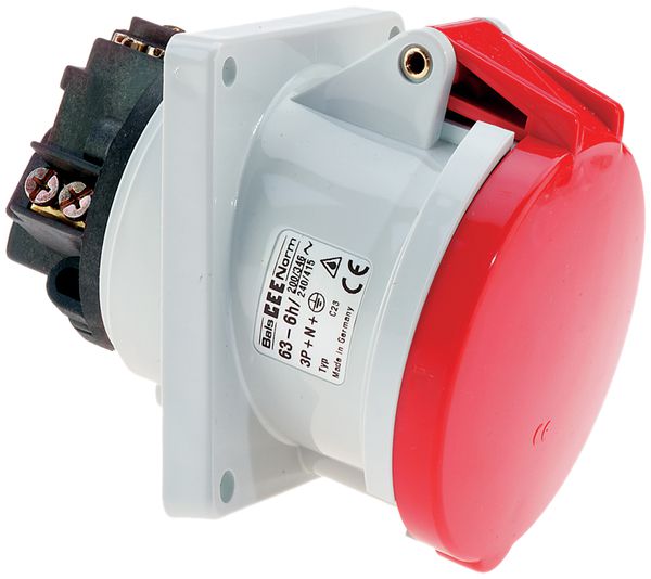 EB-Steckdose CEE Bals 5P 63A 400V 6h rot IP44 vernickelt QC schr.