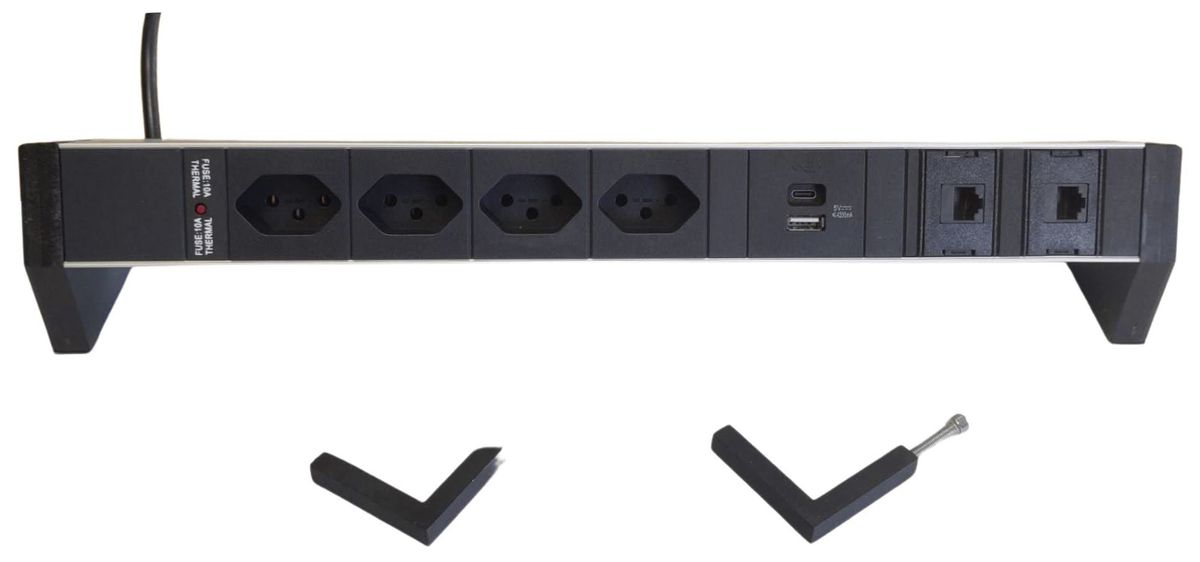 Prise multiple de table Desk-Line 4×T13/1×USB-A/1×USB-C/2×RJ45 3m T12 F=10A