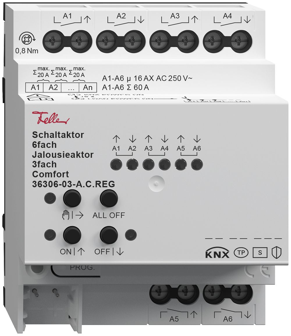 Actionneur de commutation 6×/jalousie 3× AMD Comfort, 4mA, 250V, 16A, 4UM