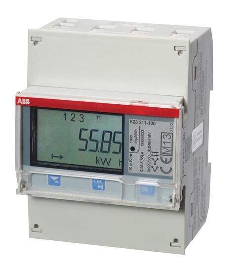 REG-Energiezähler ABB iBus B23 311-100, 3×65A Silber 2DI/2DO
