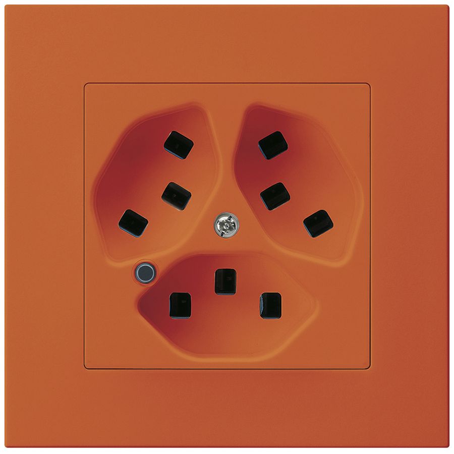 UP-Steckdose Hager KPR, 3×T23, beleuchtet, 16A 250V, orange