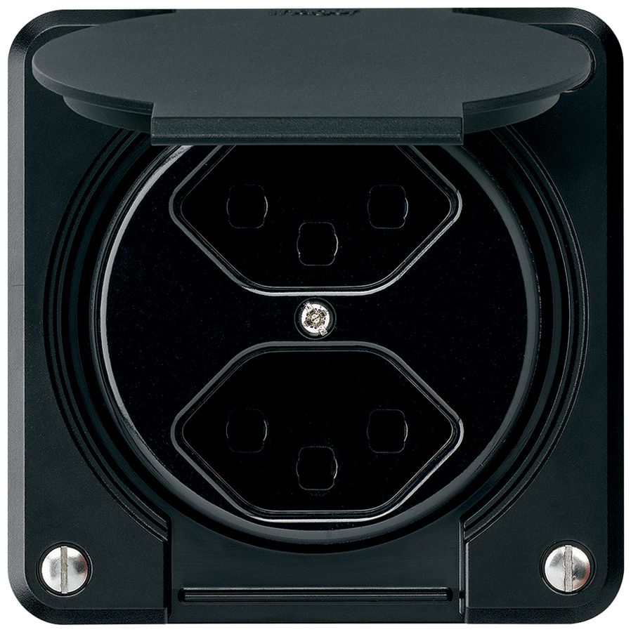 Presa INC robusto 2×tipo 23 nero per combinazione