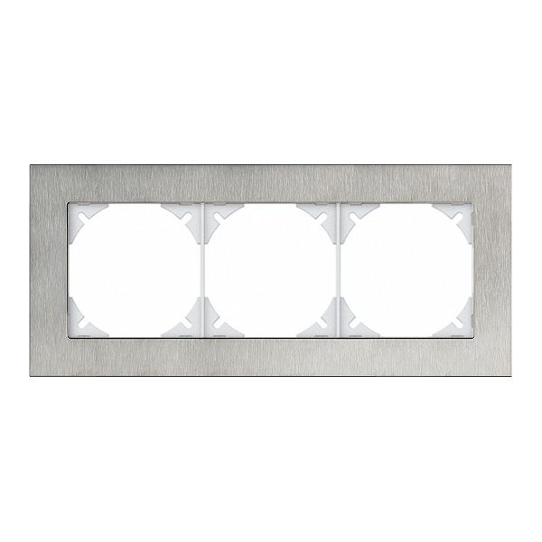 Cadre de rec.EDIZIOdue prestige 1×3 acier chromé poncé