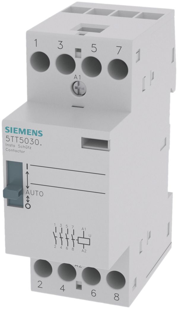 Leistungsschütz Siemens SENTRON INSTA 5TT5 230VAC, 2S 25A, 0/1/auto