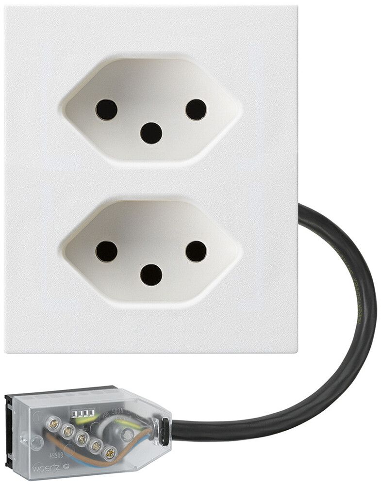 FLF-Steckdose Hager 2×Typ 13 mit Power-Dose L2 D weiss