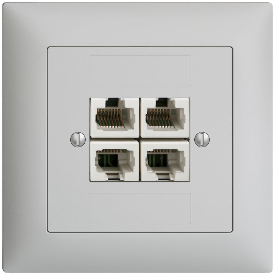 UP-Anschlussdose 4×RJ45/u 4P getr. EDIZIOdue hellgrau ITplus