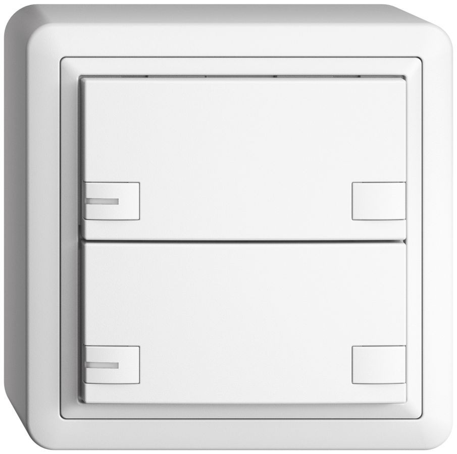 AP-Universaltaster 2×2T Steckklemme EDIZIOdue weiss, mit LED