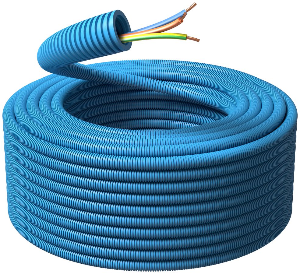 Tube d'installation précâblé KRFWG PM M20 bleu H07V-U 3×1.5mm² or/bl/vt-jn