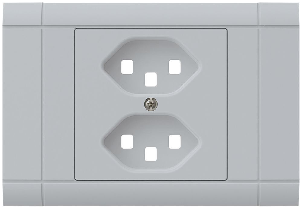 EB-Frontset kallysto für Einbausteckdose 2×Typ 23 Abdeckrahmen steckbar hellgrau