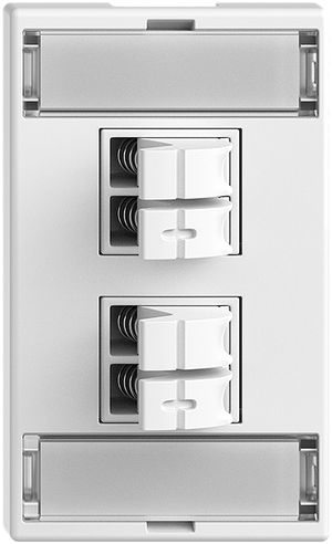 EB-Audiodose 2× Feller FLF 3/5, m.Beschriftungsset&Klemmanschluss Push Type, ws
