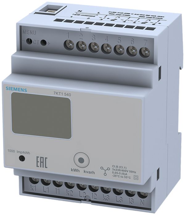 REG-Energiezähler Siemens SENTRON 7KT1540 3P indirekt (5A), 2 Tarife