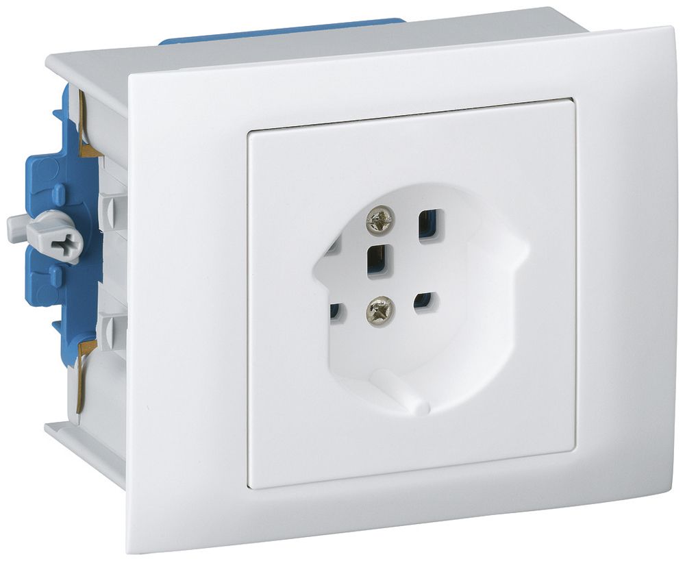 EB-Steckdose kallysto T25 Bauart T mit EB-Dose G3 Abdeckrahmen steckbar weiss