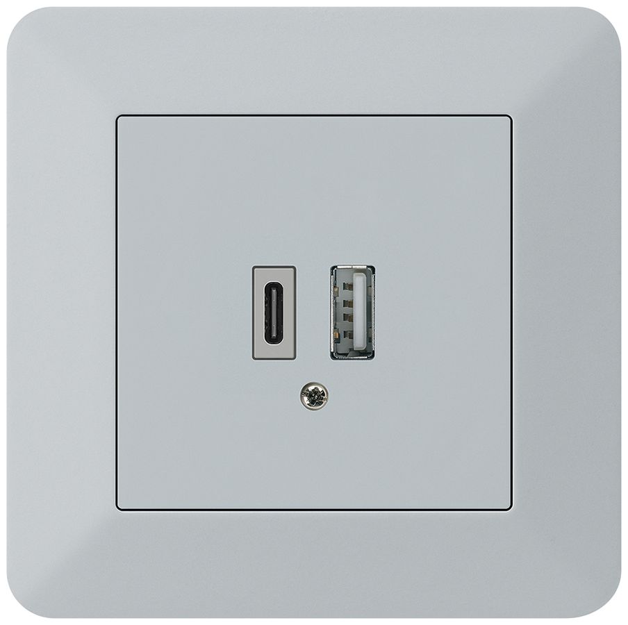 Prise de charge USB ENC kallysto.trend 18W PD 1×type A 1×type C gris clair