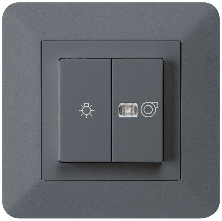 UP-Leuchtdruckschalter kallysto.trend anthrazit 1/1L Symbolen Licht+Ventilation