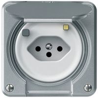 Prise FI robusto 1×T13 30mA 10A 250V 86×86mm IP21 aluminium