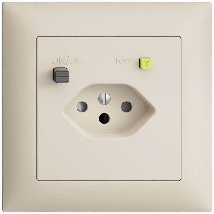 UP-Steckdose EDIZIOdue T13 FI 30mA FMI, shutter, crema