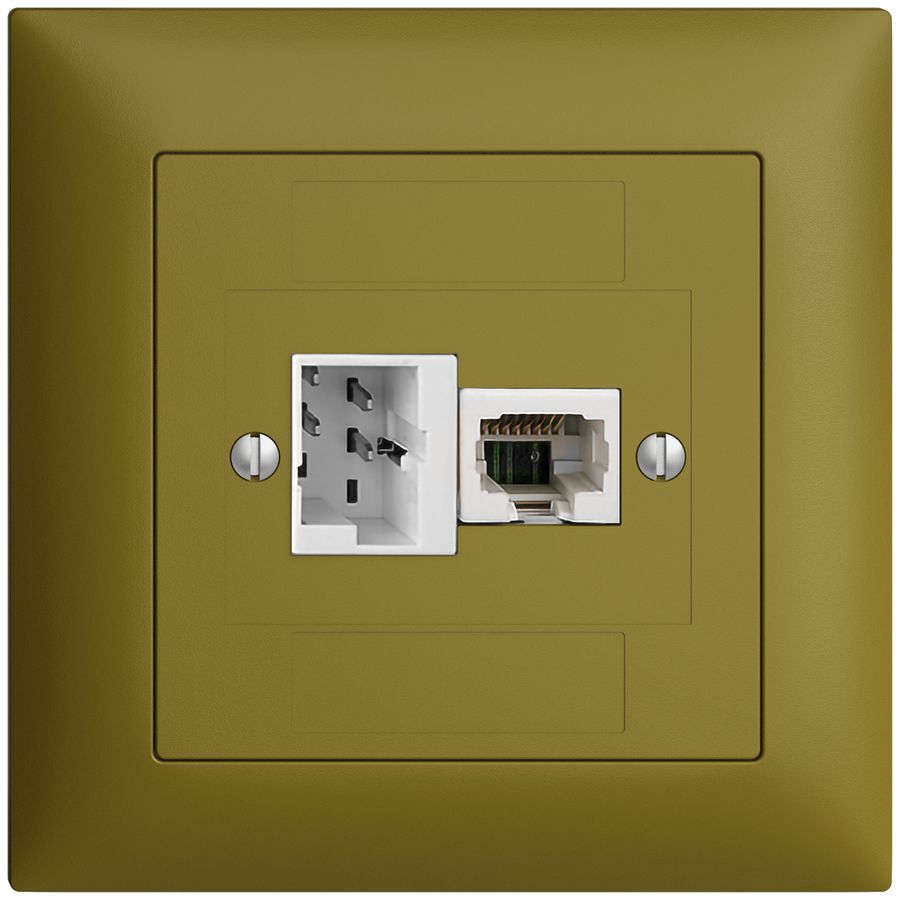 Scatola INC 1×TT,1×RJ45/u 4P EDIZIOdue ITplus ITM olive