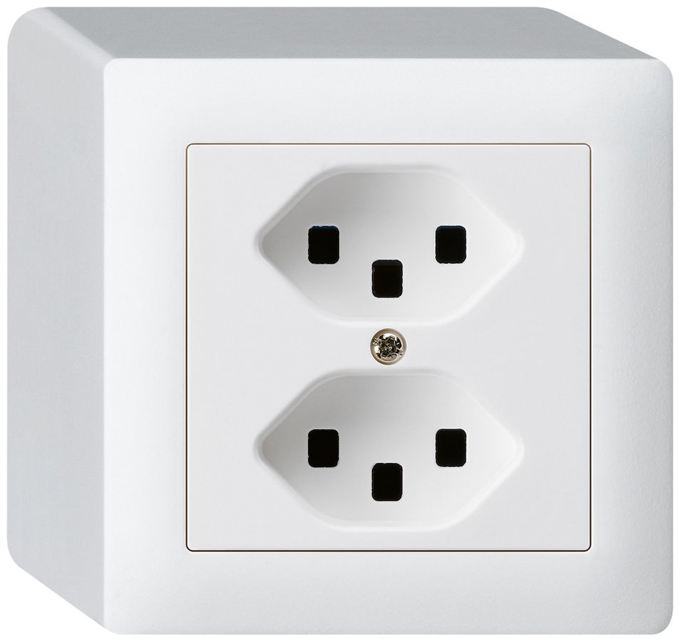 AP-Steckdose kallysto 2×T23 weiss mit Steckklemmen