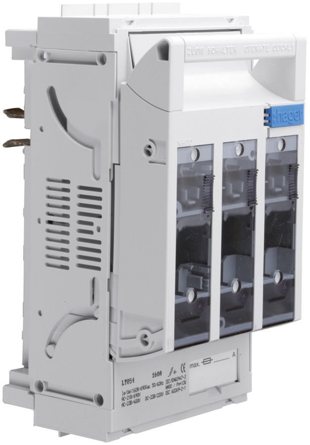 NHS-Lasttrenner Hager DIN00 690VAC 160A SaS 40mm mit Rahmenklemme <70mm²