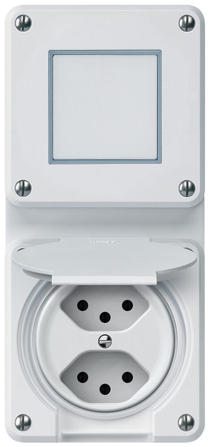 UP-Kombination robusto Wechselschalter Steckdose 2×T13 86×146mm weiss
