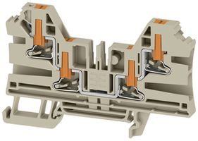 Durchgangs-Reihenklemme WM AL4C 4 4mm² 32A 1000V PUSH IN 4×1 TH35 beige