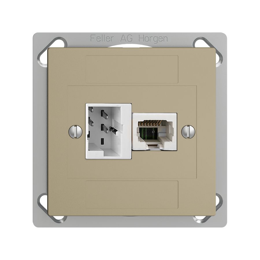 Prise INC 1×T+T,1×RJ45/u 4P EDIZIOdue ITplus ITM sand