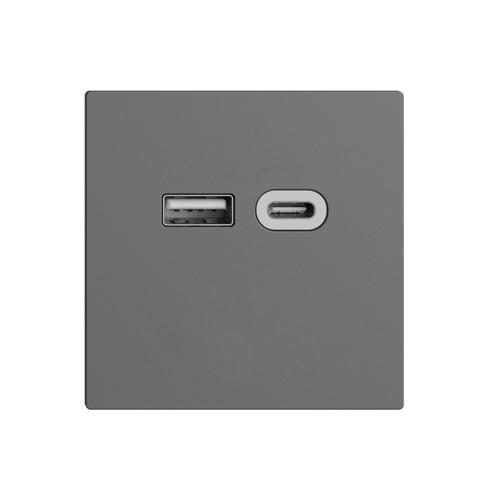 Steckdose USB 18W Typ A + Typ C Feller EDIZIOdue F 230V 3600mA dunkelgrau