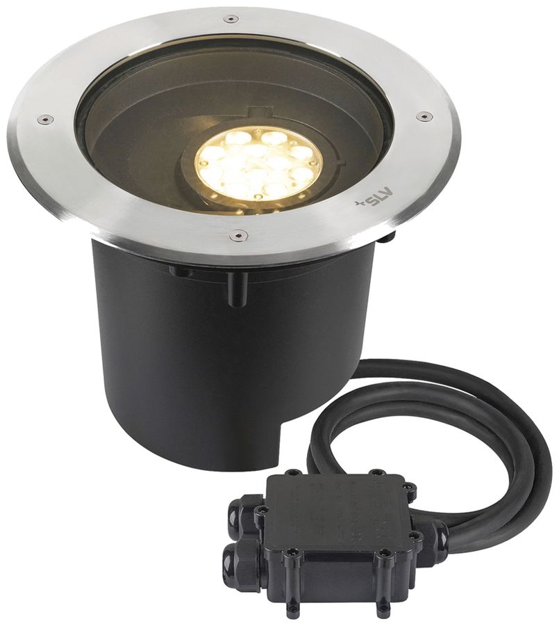 EB-LED-Bodenleuchte SLV DASAR XL IP67 27W 2600lm 830 DALI Ø270 Edelstahl