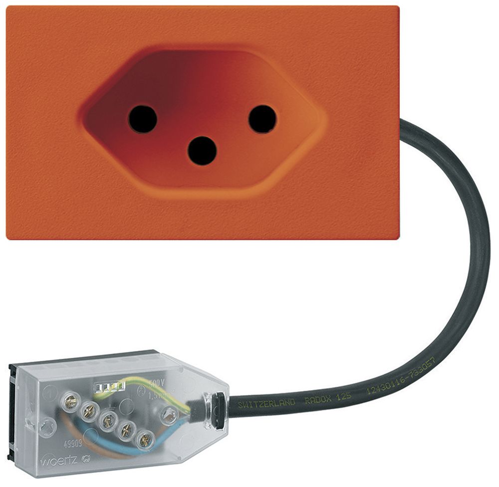 EB-Steckdose 1×Typ 13 Hager FLF für Flachkabel Technofil L3 orange