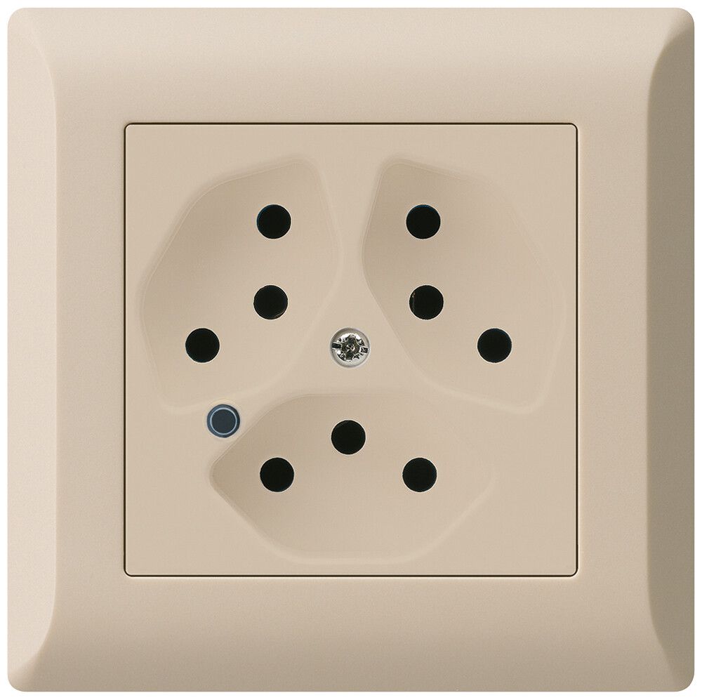 UP-Steckdose Hager kallysto.line 3×T13 beleuchtet C beige