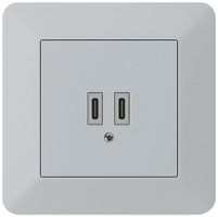 UP-USB-Ladesteckdose Hager kallysto.trend C-C 20W 5V 94×94mm grau