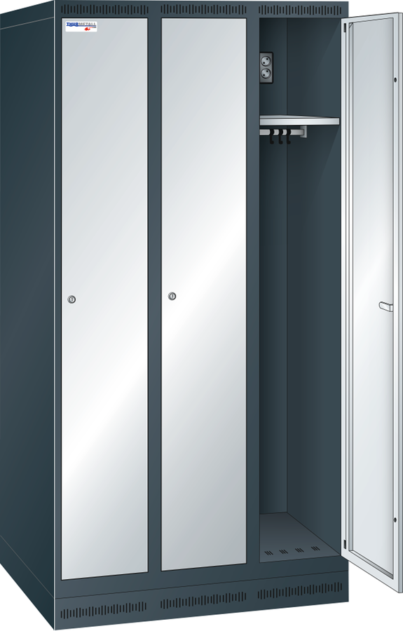 Akku-Ladeschrank mit Garderoben (B×T×H) 900×500×1800 mm 3 Abteile