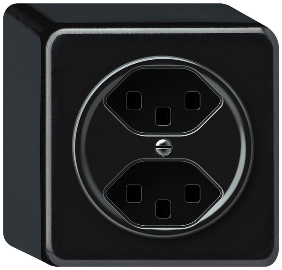 AP-Steckdose origin 2×Typ 23 16A 230V 88×88×54mm schwarz