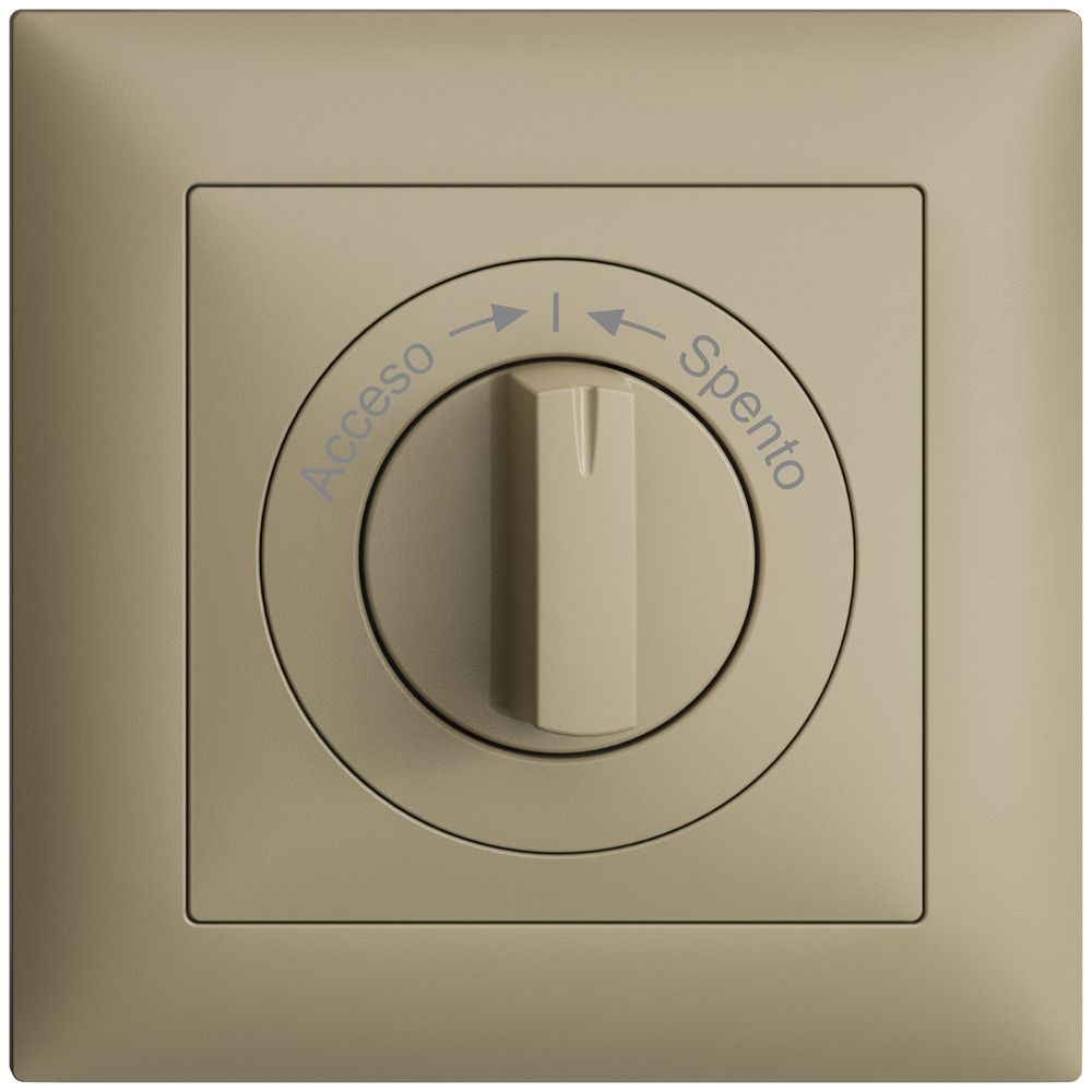 Kit frontal EDIZIOdue Acceso->I<-Spento sand 88×88mm pour contact pivotant